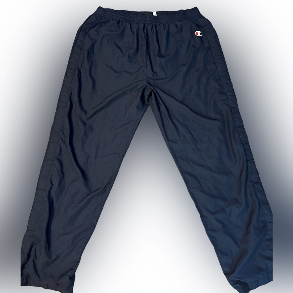 VINTAGE CHAMPION NAVY BLUE SNAP TEAR AWAY TRACK PANTS MENS XXL